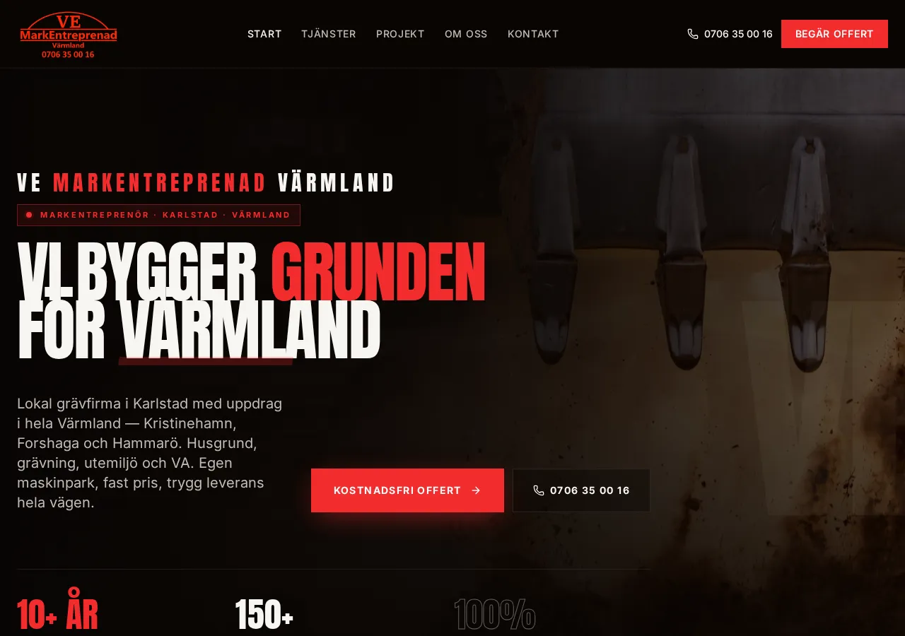 VE Markentreprenad — kundprojekt av Värmlandswebb